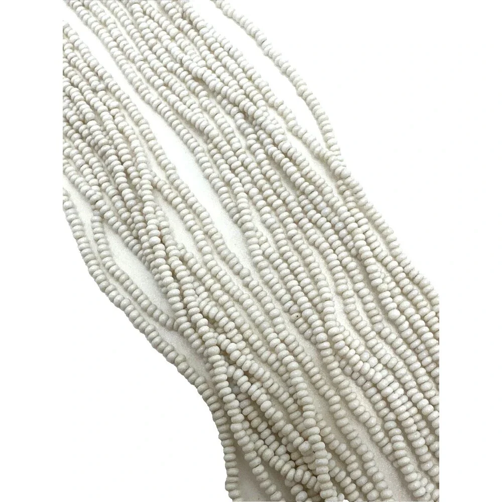 Vintage White Seed Bead Choker Necklace Multi Strand Statement Box Clasp 16